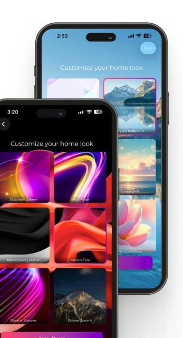 Home Screen theme customization in Power Browser iOS