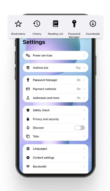 App Settings in Power Browser iOS